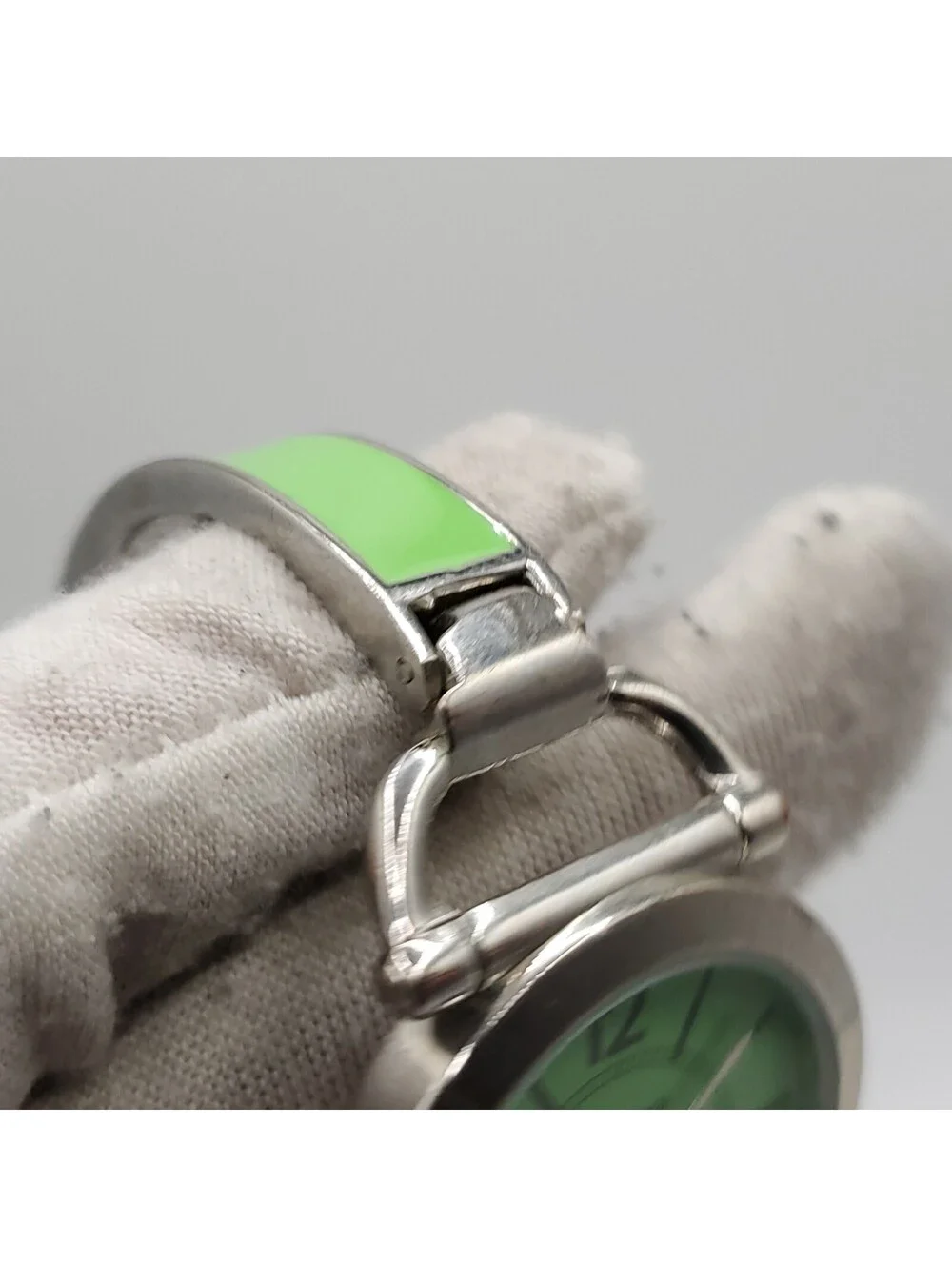 Geneva Platinum Womens Watch 34mm Green Silver Cuff Band New Battery